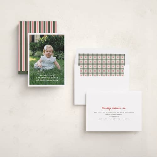 This is a snow photo christmas cards with standard by Jackie Crawford called simple handscript printing on recycled smooth signature in standard