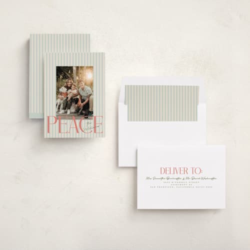 This is a wintermint photo christmas cards with standard by Vera Lim called pace printing on recycled smooth signature in standard