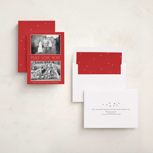 This is a cinnamon photo christmas cards with standard by Lindsay Megahed called peaceful pair printing on recycled smooth signature in standard