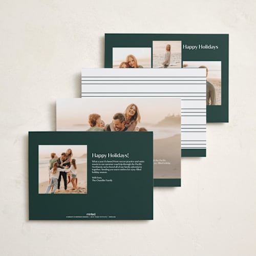 This is a forest photo christmas cards with standard by Stacey Meacham called simple joy printing on recycled smooth signature in standard