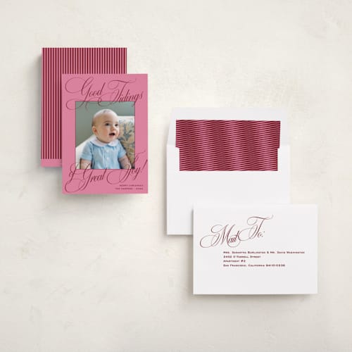This is a gumdrop photo christmas cards with standard by Megan Davis called praline printing on recycled smooth signature in standard
