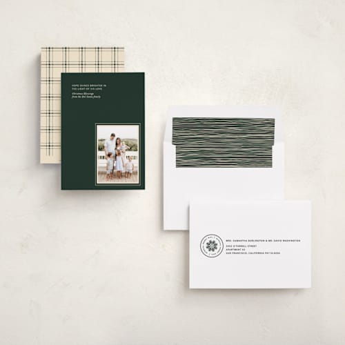 This is a pine photo christmas cards with standard by Annie Clark called perfectly framed printing on recycled smooth signature in standard