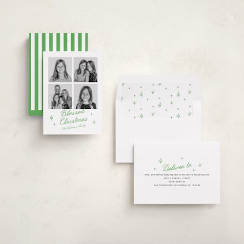 This is a fern photo christmas cards with standard by Cass Loh called bright handwriting printing on recycled smooth signature in standard