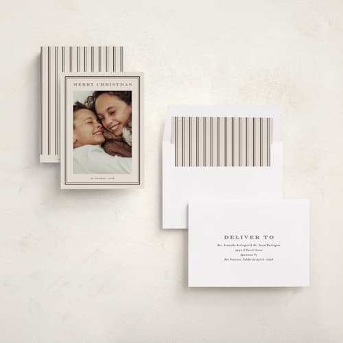 This is a vanilla bean photo christmas cards with standard by Stacey Meacham called engraved type printing on recycled smooth signature in standard