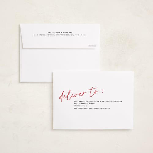 This is a cherry photo christmas cards with standard by Annie Clark called off script printing on recycled smooth signature in standard