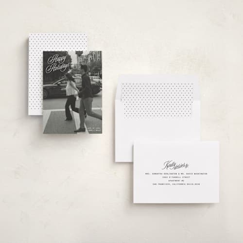 This is a snow photo christmas cards with standard by JoAnn Jinks called neon vintage printing on recycled smooth signature in standard