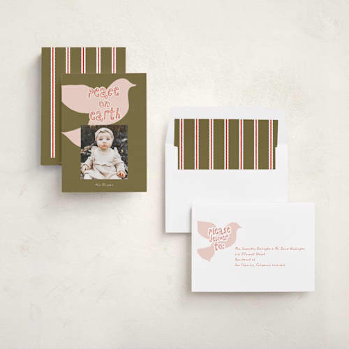 This is a sage photo christmas cards with standard by AK Graphics called paper dove printing on recycled smooth signature in standard
