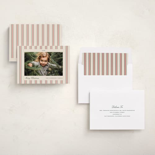 This is a holly photo christmas cards with standard by Ashley Iwafuchi called classic sentiment printing on recycled smooth signature in standard