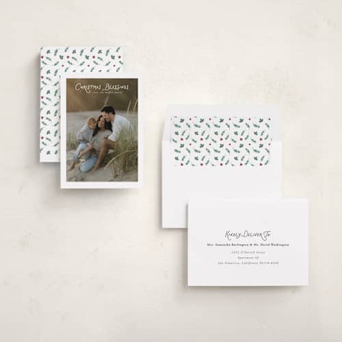 This is a snowflake photo christmas cards with standard by Deynaaz Daraei called pierrons-rouret printing on recycled smooth signature in standard