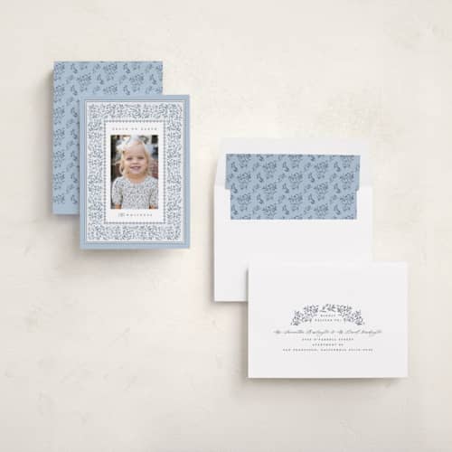 This is a snowfall photo christmas cards with standard by Makewells called peaceful printing on recycled smooth signature in standard