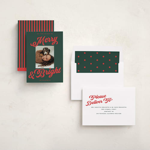 This is a elf socks photo christmas cards with standard by Jackie Crawford called vintage classic printing on recycled smooth signature in standard