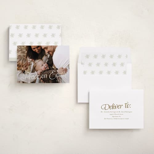 This is a cream photo christmas cards with standard by Blustery August called spruce printing on recycled smooth signature in standard