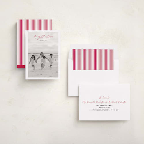 This is a candy cane photo christmas cards with standard by Benita Crandall called modern noel printing on recycled smooth signature in standard