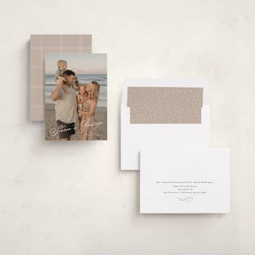 This is a eggnog photo christmas cards with standard by Leia Matt called keepsake script printing on recycled smooth signature in standard
