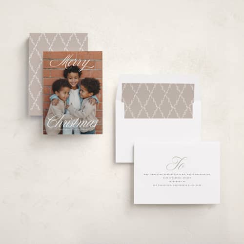 This is a snow photo christmas cards with standard by Rebecca Durflinger called grand christmas printing on recycled smooth signature in standard