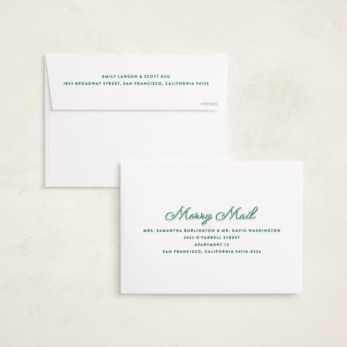 This is a balsam photo christmas cards with standard by Ekko Studio called retro script printing on recycled smooth signature in standard