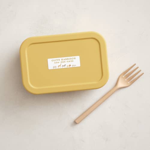This is a butter name labels with standard by Sarah Knight called menagerie printing on waterproof sticker paper in sticker