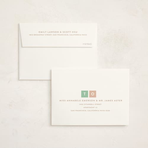 This is a seafoam kids thank you cards with standard by Joanne James called simply one printing on strathmore in standard