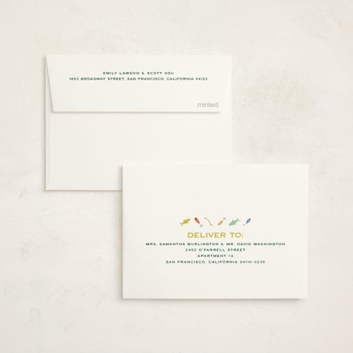 This is a mint kids thank you cards with standard by Ellen Schlegelmilch called o-fish-ally! printing on strathmore in standard