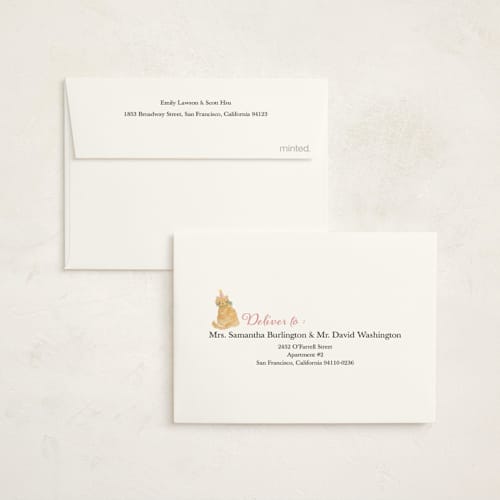 This is a bubblegum kids thank you cards with standard by Elizabeth Bishop called it's a paw-ty! printing on strathmore in standard