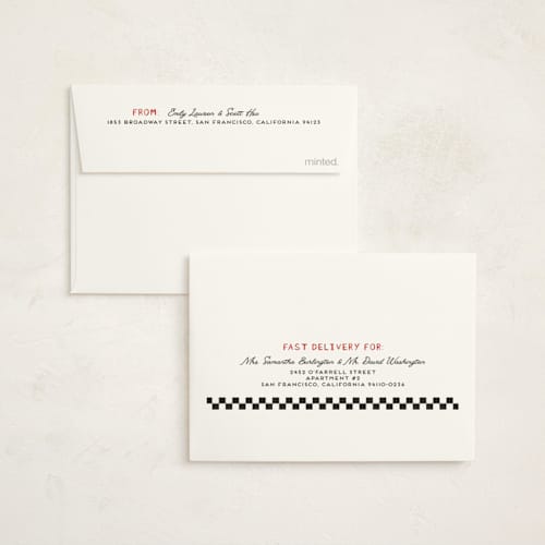 This is a ruby kids thank you cards with standard by Ester Bernaldo de Quiros called formula one car printing on strathmore in standard