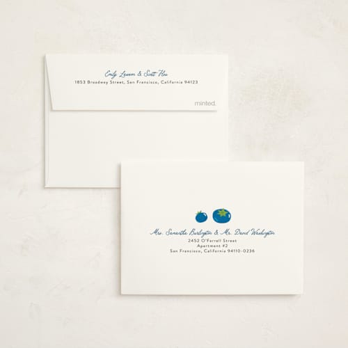 This is a blueberry kids thank you cards with standard by Sarah Hawkins Designs called berry sweet printing on strathmore in standard