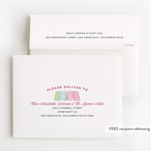 This is a bubblegum kids thank you cards with standard by Red Impressionz called watercolor wishes printing on strathmore in standard