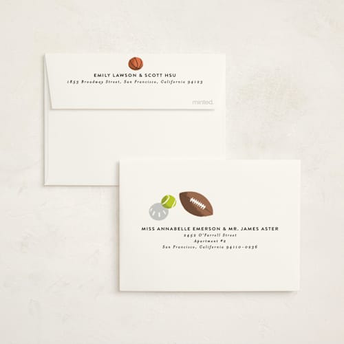 This is a fudge kids thank you cards with standard by Alethea and Ruth called have a ball printing on strathmore in standard