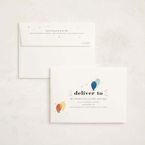 This is a sea kids thank you cards with standard by Stephanie Hawkes called balloon overlay printing on strathmore in standard