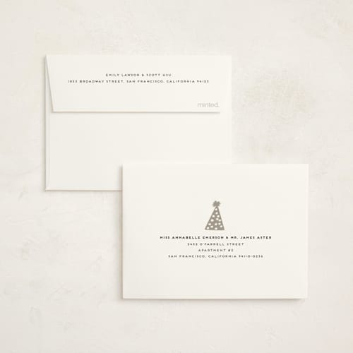 This is a sugar kids thank you cards with standard by Christie Garcia called hats off printing on strathmore in standard