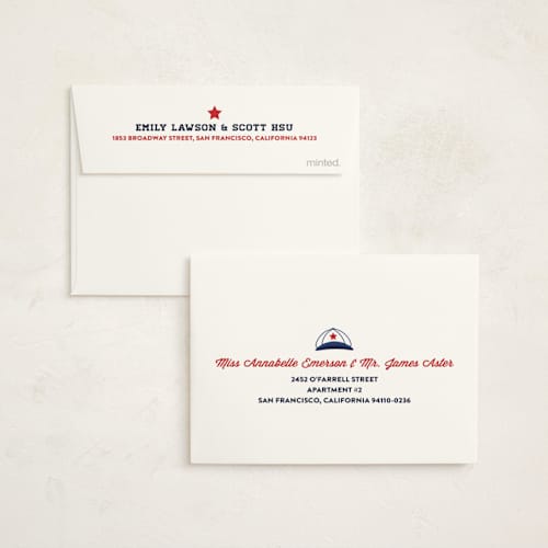 This is a patriotic kids thank you cards with standard by One Swell Studio called little slugger printing on strathmore in standard