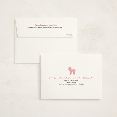 This is a pink sugar kids thank you cards with standard by Jennifer Postorino called animal cracker parade printing on strathmore in standard