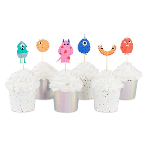 This is a multicolor party decorations by Jollity and Co called little monsters cupcake decorating set in standard