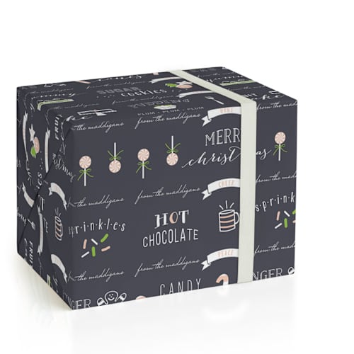 This is a chalkboard wrapping paper with standard by Susan Brown called sugar cookies printing on wrapping paper in standard