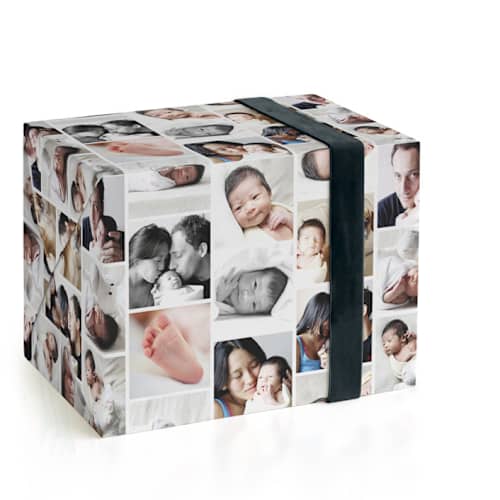 This is a photos wrapping paper with standard by leslie hamer called photo collage printing on wrapping paper in standard