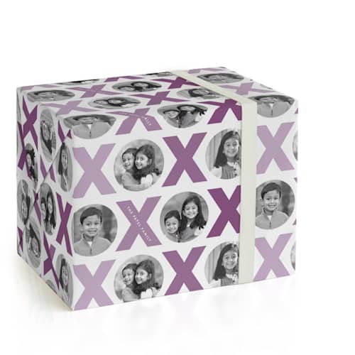 This is a grape wrapping paper with standard by Lauren Chism called xo printing on wrapping paper in standard