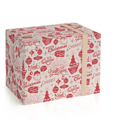 This is a ruby wrapping paper with standard by GeekInk Design called christmas time printing on wrapping paper in standard