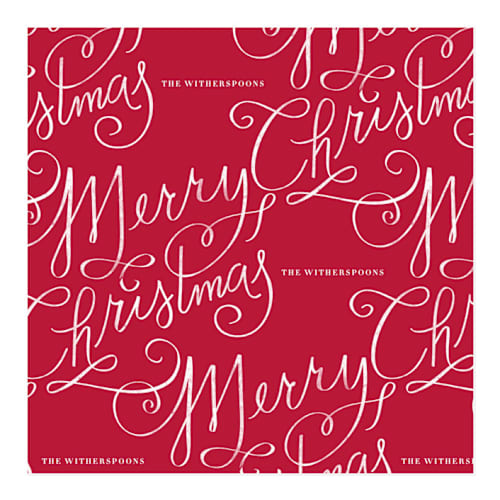 This is a berry wrapping paper with standard by Lori Wemple called merry calligraphy printing on wrapping paper in standard