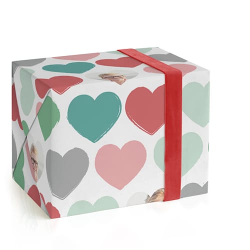 This is a gum drops wrapping paper with standard by Jessie Steury called painted hearts printing on wrapping paper in standard