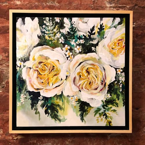 This is a multicolorassorted-colors commission art by Ashley Myers called wedding bouquet, 12 x 12 in, painting commission in standard