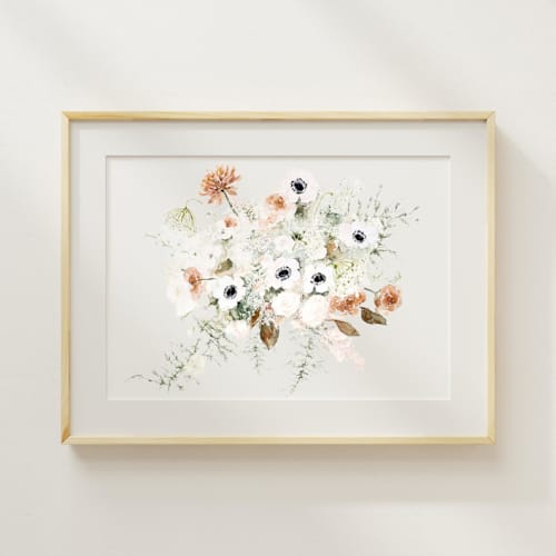 This is a multicolorassorted-colors commission art by Kate Nelson called wedding bouquet watercolor painting 8 in x 10 in in standard
