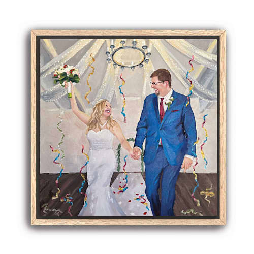 This is a multicolorassorted-colors commission art by Holly Whitcomb called painterly wedding portrait, 12x12", painting commission in standard