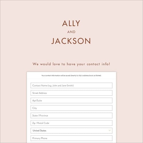 This is a terra cotta digital wedding address collection cards by Amy Payne called there will be a party printing on digital paper in standard