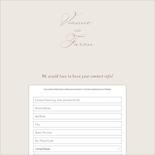 This is a buttercream digital wedding address collection cards by Jessica Williams called delicate names printing on digital paper in standard