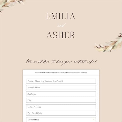 This is a sand digital wedding address collection cards by Kaydi Bishop called bohemian pampas printing on digital paper in standard