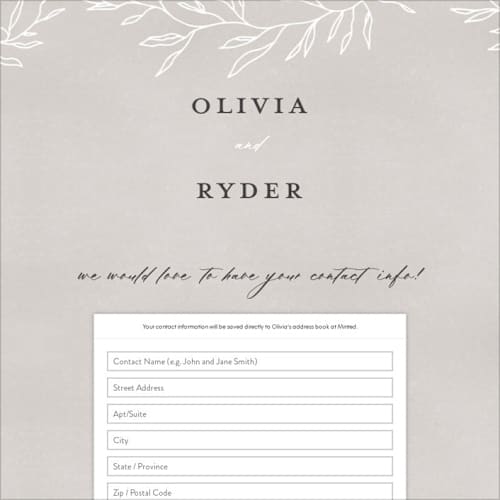 This is a fog digital wedding address collection cards by Pixel and Hank called abundant wreath printing on digital paper in standard
