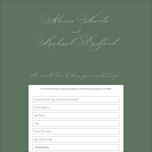 This is a sage digital wedding address collection cards by Jennifer Postorino called initial printing on digital paper in standard