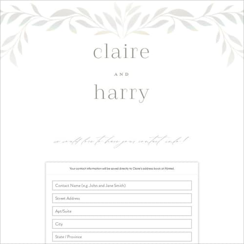 This is a cloud digital wedding address collection cards by Ana Claudia Sharpe called clarity printing on digital paper in standard