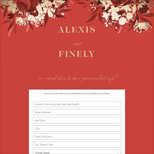 This is a cherry digital wedding address collection cards by Shannon Chen of Four Wet Feet Studio called happiness printing on digital paper in standard