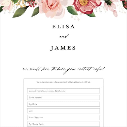This is a blush digital wedding address collection cards by Susan Moyal called blossom printing on digital paper in standard